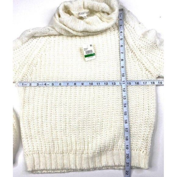 Planet Gold Cowl Neck Sweater Top Women's LARGE Ivory White Open Knit Soft NEW - Picture 5 of 8